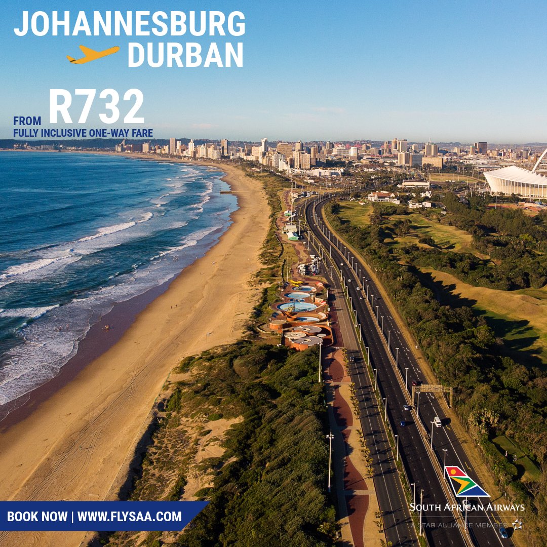 flysaa's tweet image. Durban in July? Yes, please! Swap your scarf for sunscreen and #FlySAA to #Durbs this winter, with fully inclusive one-way fares from R732! ✈🌊😎
Fares are valid on specific flights only, until 31 July 2025. Browse our fares at flysaa.com. T's & C's apply.
#SAA…
