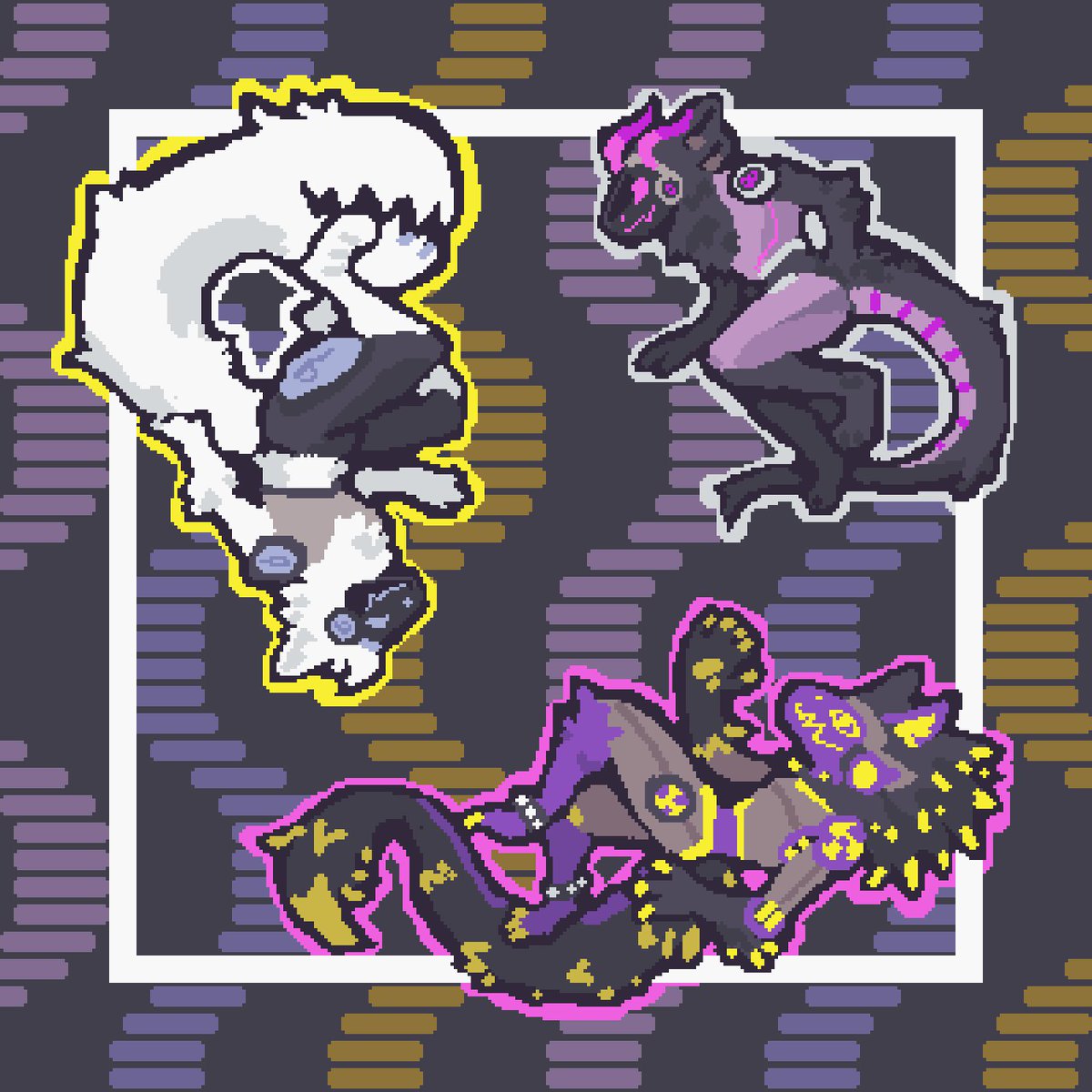 Some lovable beepers just lying around ;3
Ft: <a href="/ArcticProtogen/">Quro</a>🤍 and <a href="/CobaltTheJackal/">Cobalt</a>💜

Art by: @/x0triple0.bsky.social on 🟦☁️