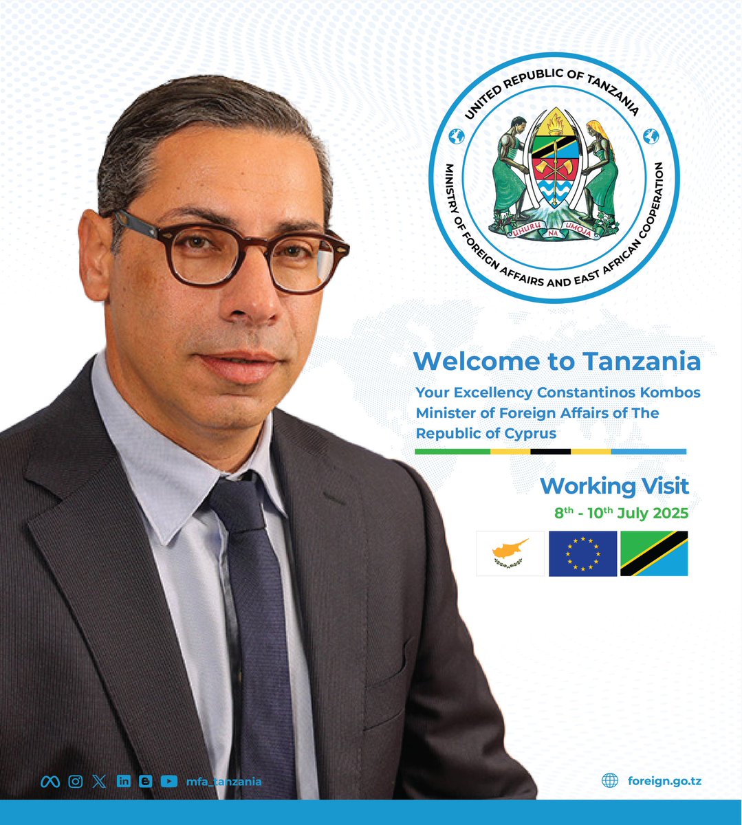 URT Updates (@urtupdates) on Twitter photo Welcome to Tanzania 🇹🇿 <a href="/ckombos/">Constantinos Kombos</a>
<a href="/CyprusMFA/">Cyprus MFA</a> <a href="/PresidentCYP/">President of the Republic of Cyprus</a> Welcome to Tanzania 🇹🇿 <a href="/ckombos/">Constantinos Kombos</a>
<a href="/CyprusMFA/">Cyprus MFA</a> <a href="/PresidentCYP/">President of the Republic of Cyprus</a>