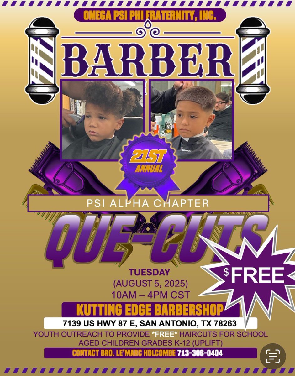 Mark your calendars!  Let’s get your children off to a great school year with a handsome haircut.