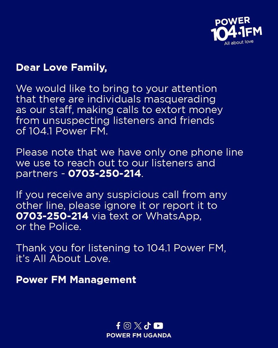 powerfmuganda's tweet image. 🚨 Beware Love Family.