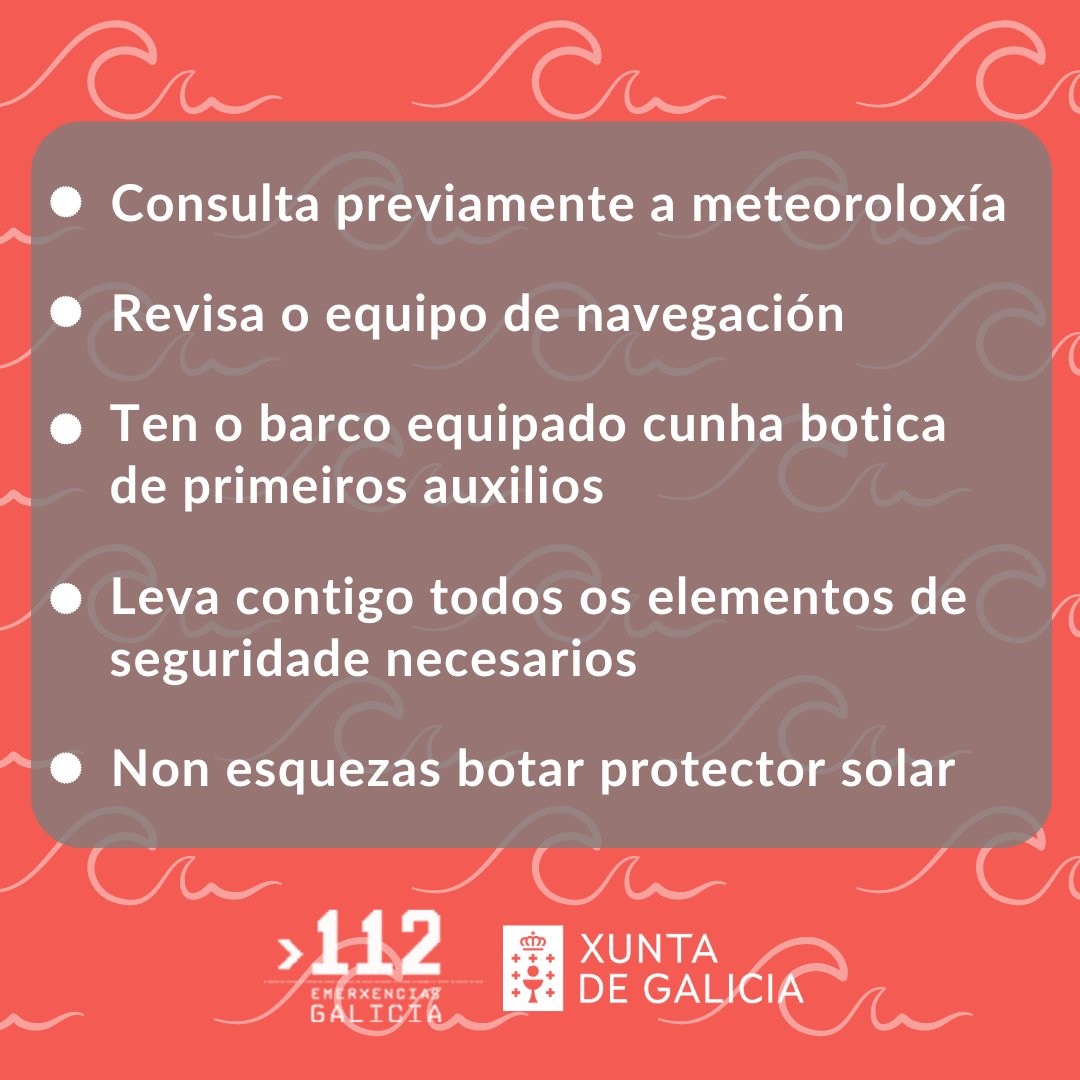 🌊 #Sentidiño ao temón!

No mar non hai botón de pausa: prepara a travesía con cabeza.

🛟 Mira a nosa infografía con consellos para navegar sen sustos 👇

#112Galicia