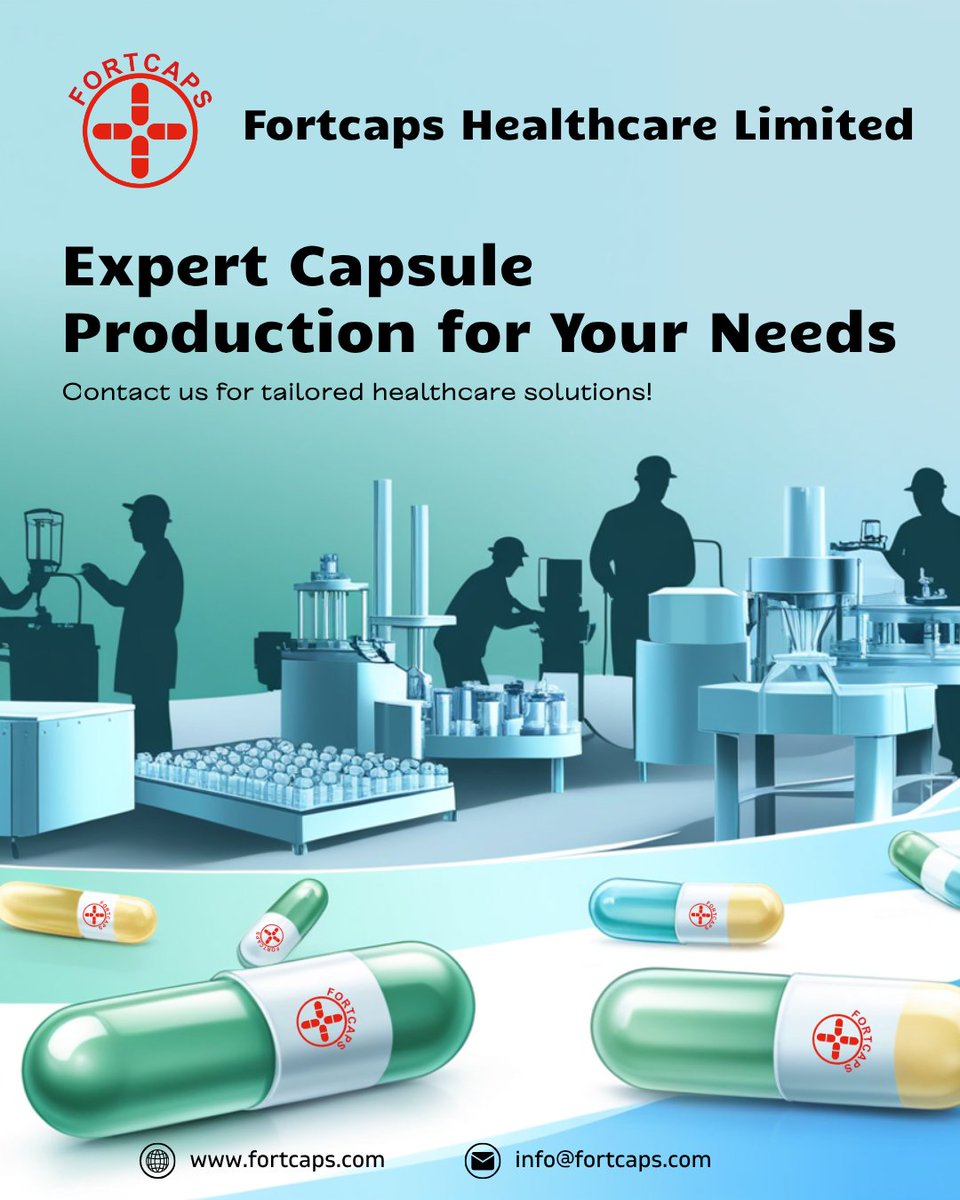 🔵 Introducing Fortcaps Healthcare — Your Trusted Capsule Partner 💊
Custom capsule solutions | GMP-compliant | Scalable capacity | Global standards 🌍
Let’s build your next innovation.
🔗 fortcaps.com | 📧 info@fortcaps.com
#Fortcaps #Capsules #CDMO #Pharma
