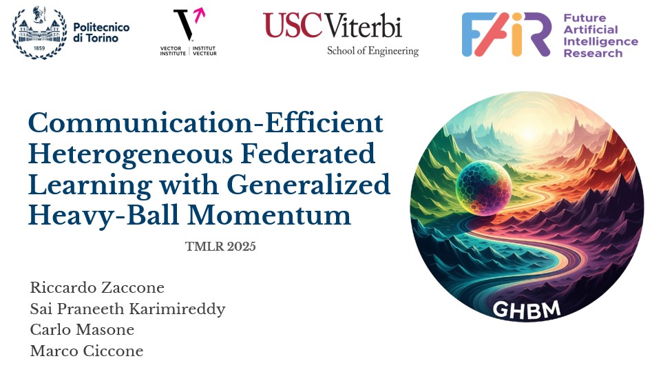 RickZack96's tweet image. Do you feel FL research is stuck with methods that do not work well in realistic scenarios? 🤔
🫵We got you!
Introducing 🚀Generalized Heavy-Ball Momentum (GHBM)🚀, accepted at TMLR:
the FL algorithm with both SOTA theoretical guarantees and much better empirical results.
🧵1/9