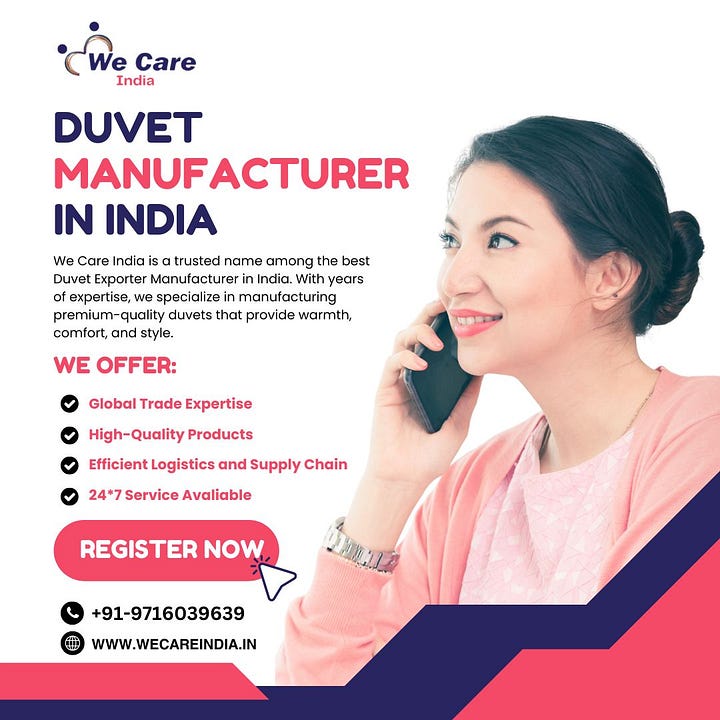 IndiaWe87522's tweet image. Looking for premium-quality Duvet Exporter Manufacturer in India?

📧 Email: info@wecareindia.com
📞 Phone: +91-9716039639
🔗 Website: wecareindia.in/duvet-exporter…

#Duvet #LuxuryBedding #DuvetSet #HomeComfort #BeddingEssentials #IndianExporter #WeCareIndia #DuvetLove #SleepWell