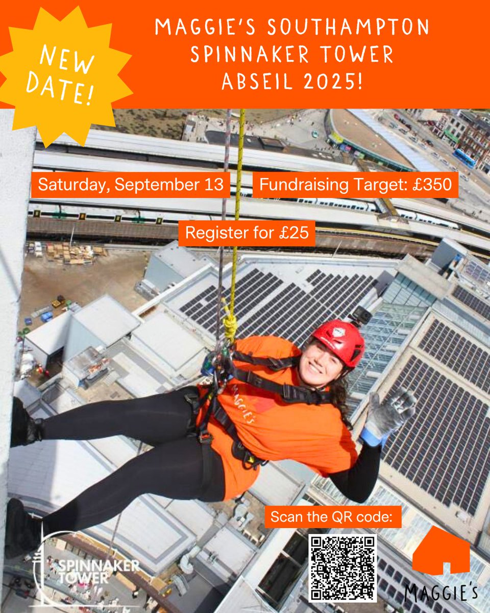 Exciting News!

Spinnaker Tower Abseil 2025 — now happening on Saturday, 13th September 2025.

🎫 Grab your tickets here: eventbrite.co.uk/.../maggies-so…...
📌 Or visit our page to know more

#abseiling #spinnakertower #portsmouth #maggiessouthampto