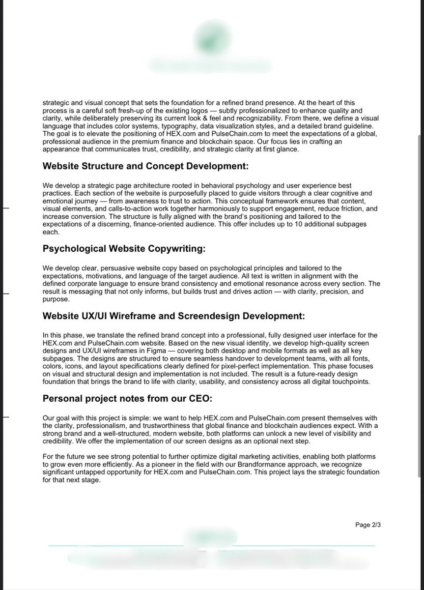 hexscout's tweet photo. Dear Community,

At HEXscout, we’re preparing to establish a charity within the EU to help fund the upcoming marketing campaign. But beyond funding, we’ve asked: How can we maximize its impact?

We see three key pillars:

✅ Top-tier marketing materials – which @RichardHeartWin will likely lead.

✅ A compelling web experience – because visibility alone isn’t enough; it must convert to trust. That’s the foundation for mass adoption.

✅ A frictionless conversion path that even wins no-coiners effortlessly – that’s why we built Rampnow and are now expanding to the U.S.

We want to take point 2 — the websites — to a whole new level. Together with a leading agency, we aim to develop next-level websites for https://t.co/9RKiHROzdA & https://t.co/tsMVsHJh8X that can captivate serious investors and sharpen the entire positioning. We’d also handle technical implementation if needed.

This is an investment of around 156k USD — small compared to the daily volume in our ecosystem, but with enormous leverage. Because a strong brand presence acts as a multiplier: every future marketing dollar works harder. Without it, even big budgets often vanish without ROI.

We’d realize this under our planned charity initiative. Before moving forward, we seek an anonymous signal that our effort is welcome. A symbolic donation of 0.5555 ETH to our address would suffice. 
⚠️ Attention: This is not a call for donations!
We see the transaction as a gesture of support from a benevolent whale who wishes to endorse our project.

Why trust us?

Since 2023, HEXscout has operated 100% altruistically — gifting the community HEXscout itself, then Rampnow, and supporting in countless ways behind the scenes. We’ve stood by Richard not out of blind loyalty, but because we value entrepreneurial vision — and share his.

We’ll make this project 100% transparent, documenting every step here on X.

This is how we elevate HEX & PulseChain to the level of global crypto leaders — so traditional markets take us seriously.

If you believe in this mission, please share. Together, we take our ecosystem to the next level.

Thank you!

___

Understand the proposal

We’re talking about a world-class agency that has worked for brands like Swarovski, Lufthansa, Red Bull, OBI, Greenpeace, Austrian Airlines, Mitsubishi, Telekom, Nokia, and even Harry Potter.

These are not freelancers or a random digital studio.
This is the kind of agency that understands how to build brands that global investors and institutions instantly trust.

Here’s what we’d get:

✅ Strategic brand architecture: The same level of brand psychology and positioning that guides billion-dollar companies.

✅ UX design that converts: Not just pretty pages, but psychological flow that turns visitors into believers.

✅ Copywriting & storytelling that speaks to serious capital — not just memes.

✅ A seamless funnel for new money, designed by experts who know how to guide people from “curious” to “invested.”

This is why top brands pay them six-figure budgets — because it’s a multiplier.

It means every future marketing dollar goes further, every campaign performs better, every tweet or influencer shout lands harder, because the brand itself is rock-solid.

For HEX & PulseChain, this means finally having a digital presence on par with global financial heavyweights — something most crypto projects never achieve.

And through our initiative, we can make it happen at a fraction of the daily volume flowing through our ecosystem.

If you believe HEX & PulseChain deserve a brand that even Wall Street respects, support this vision.
Together, we make our ecosystem unstoppable. 🤝