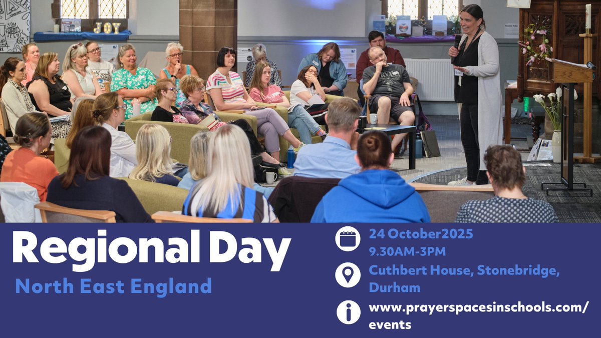 DioceseofDurham's tweet image. Prayer Spaces in Schools - Durham
Whether you’re thinking about your first prayer space, or you’ve been running them for years, this gathering is a place to learn, to be inspired by the stories and experience of others and to go deeper.
Friday 24 Oct 2025 | 9.30am – 3pm £10…