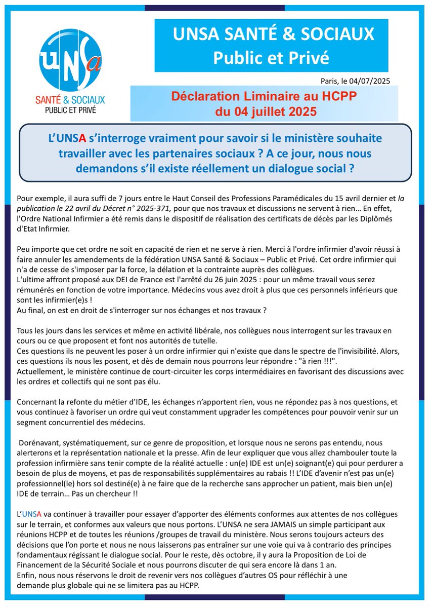 UNSA Santé & Sociaux Public et Privé (@fdunsasante) on Twitter photo 