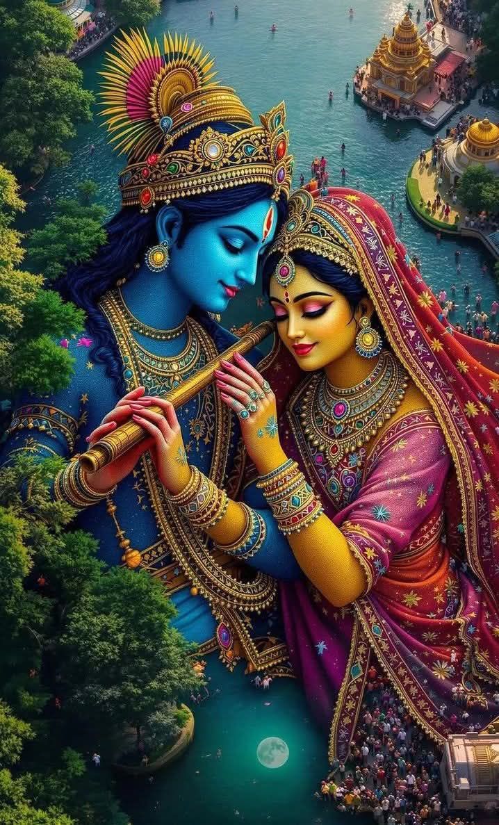 राधा कृष्ण प्रणय गाथा रसरूपेण मनोहरम्।
शृंगार माधुरीमयीं, दिव्य प्रेम की पराकाष्ठा।

जहाँ बाँसुरी की मधुर तान हो,
वहाँ राधा का प्रेम और कृष्ण की लीला अमर हो जाती है।
ये सिर्फ प्रेम नहीं, आत्मा का परम मिलन है

             🍁।। जय श्री राधे श्याम ।।🍁