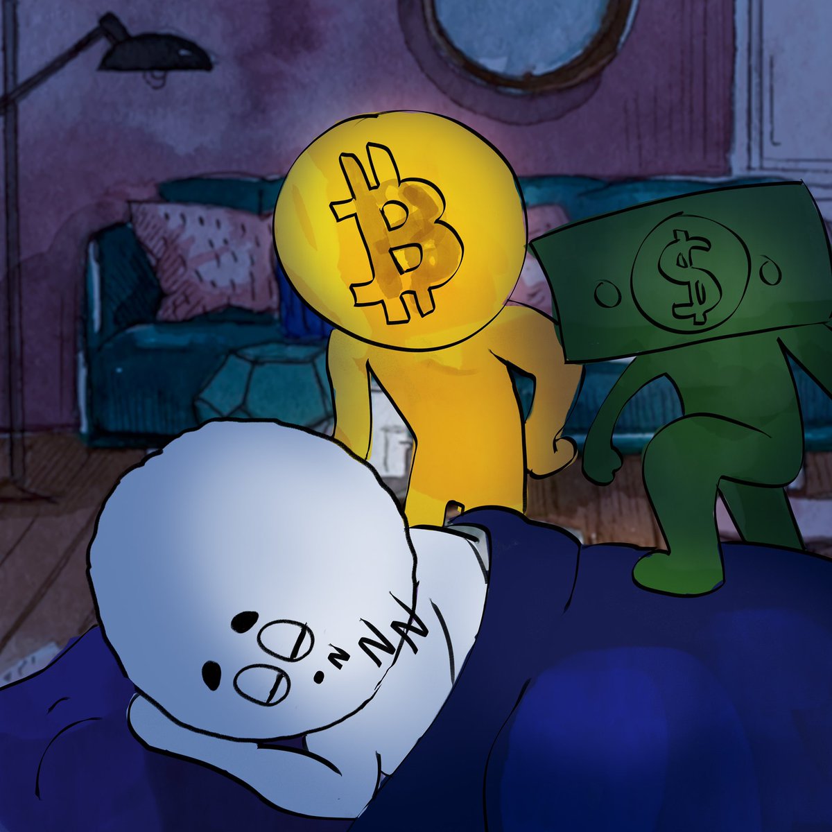 FalyCoin's tweet photo. 💤 Me: trying to sleep
🪙 Bitcoin &amp; 💵 Dollar: “Wake up. We need to talk.” https://t.co/z4MFIdcpET