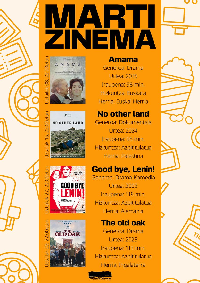 -𝙼𝚊𝚛𝚝𝚒𝚣𝚒𝚗𝚎𝚖𝚊-
Beste urte batez Antixenan zinema izango da uztaileko protagonista.

Animau martitzenetan pelikula bat ikusi eta lagun artian palomita batzuk jatera!