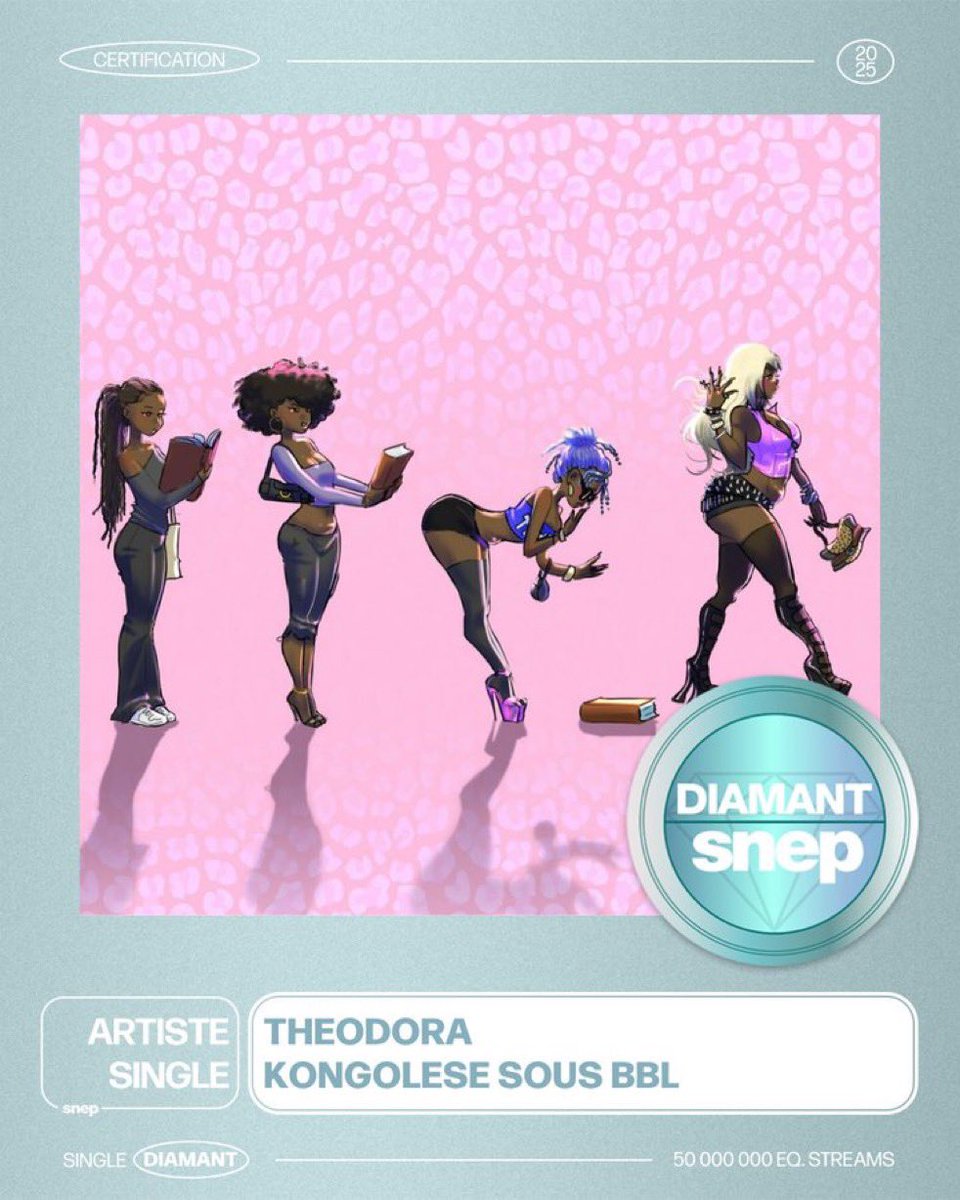 Rap_elles's tweet image. DOUBLE CERTIFICATION POUR LA BOSS LADY 🤯‼️
💎 Théodora décroche son PREMIER single de diamant avec « Kongolese Sous BBL » (50M streams) 🔥
📀Et son DEUXIÈME single d’or avec « PAY! » ft Guy2Bezbar (15M streams) 🎧