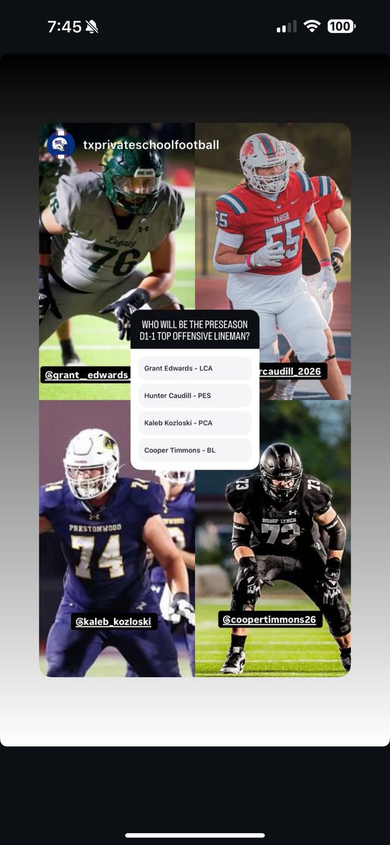 Grant Edwards (@grantedwards_76) on Twitter photo Thanks to <a href="/TXPrivateFBGuy/">Texas Private School Football</a> for including me as one of the <a href="/TAPPSbiz/">TAPPS</a> D1-1 Top Offensive Lineman. Proud to represent <a href="/LCAFriscoFB/">Legacy Christian Academy Football</a> instagram.com/stories/txpriv… Thanks to <a href="/TXPrivateFBGuy/">Texas Private School Football</a> for including me as one of the <a href="/TAPPSbiz/">TAPPS</a> D1-1 Top Offensive Lineman. Proud to represent <a href="/LCAFriscoFB/">Legacy Christian Academy Football</a> instagram.com/stories/txpriv…