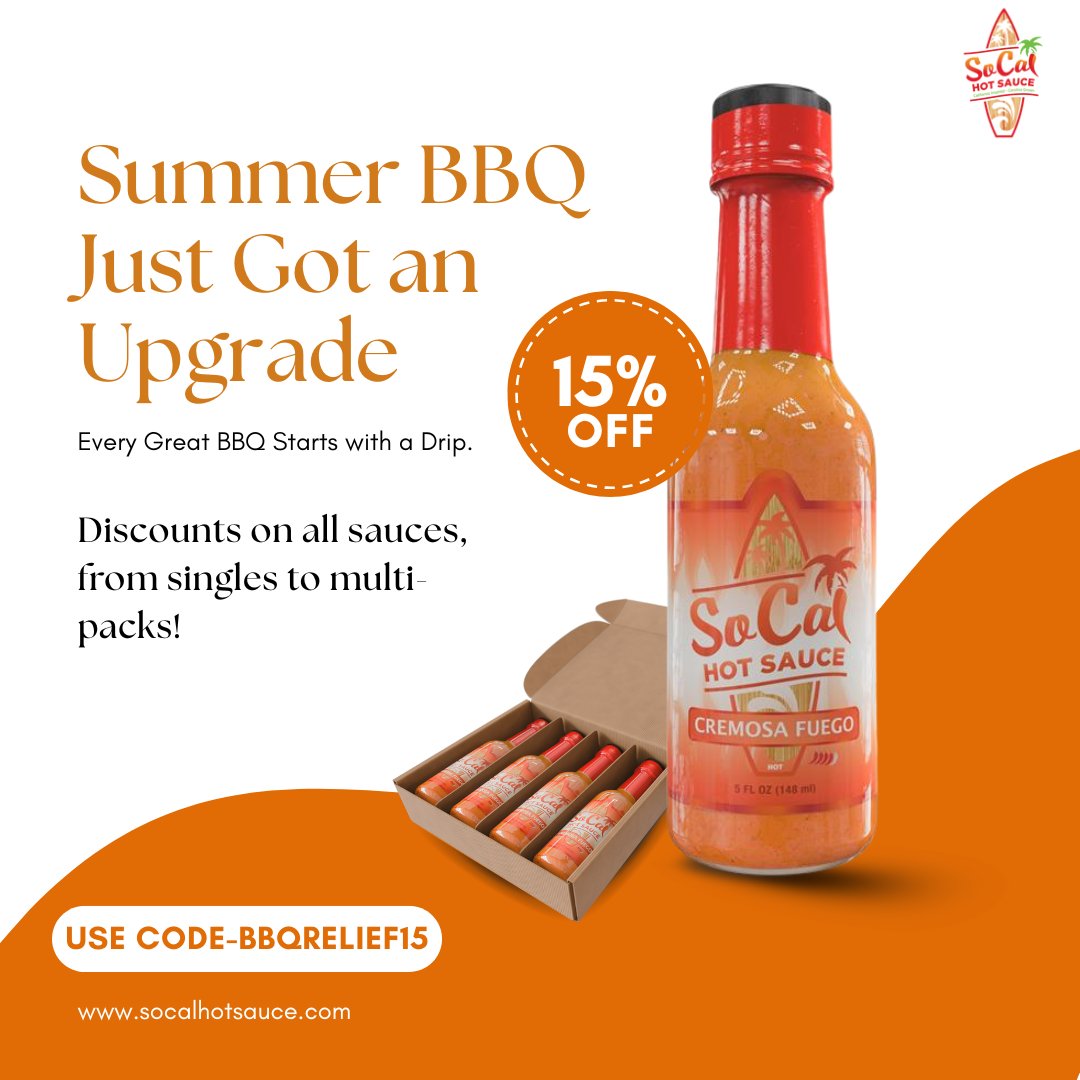 🔥 All your favorite SoCal Hot Sauce flavors are on sale – singles, multi-packs, everything!
Spice up your summer and use code BBQRELIEF15 at checkout for extra savings.
👉 Shop now: socalhotsauce.com
#SoCalHotSauce #SpicySavings #BBQSeason #GrillAndChill #FlavorExplosion