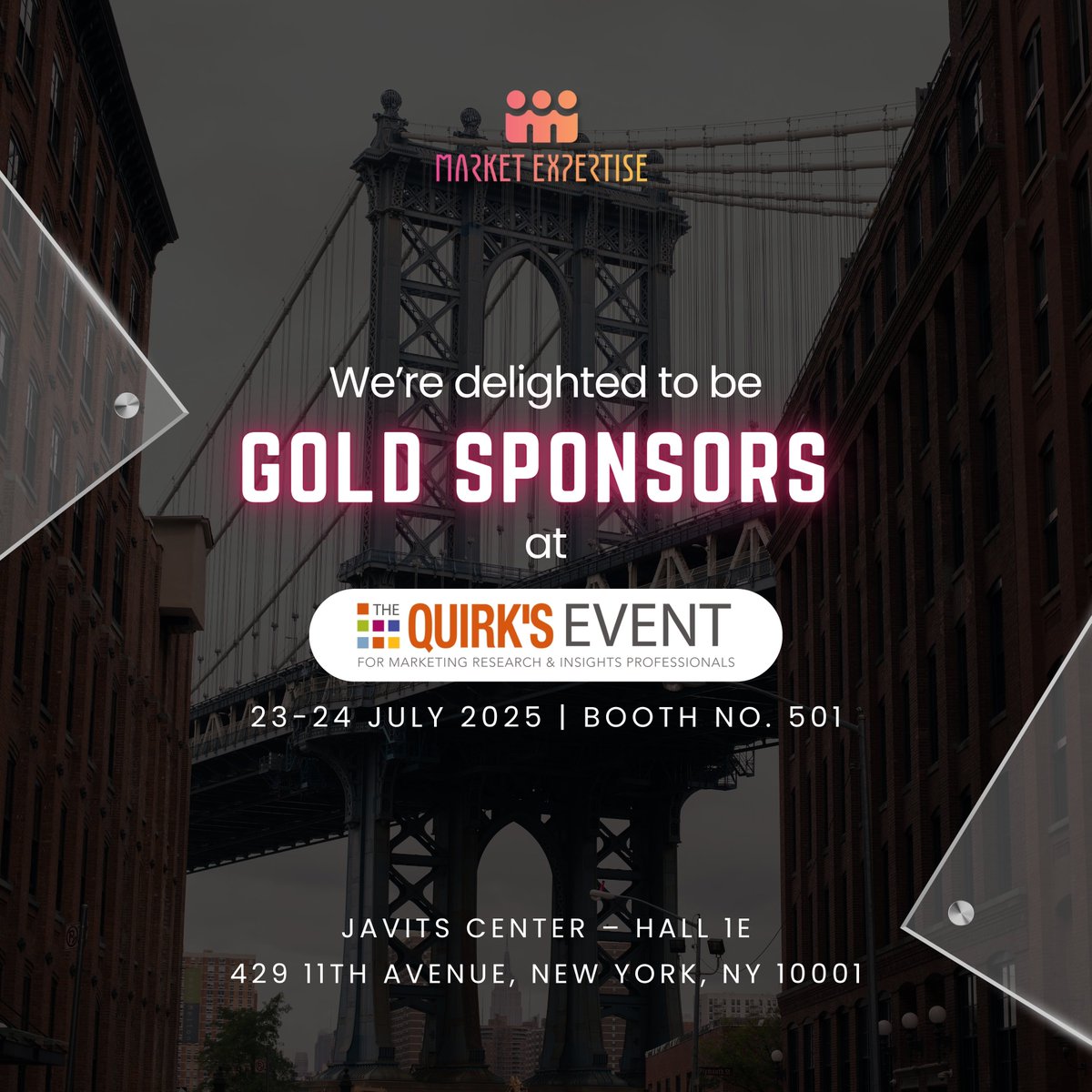 At Market Expertise, we believe that powerful insights unlock growth &amp; transform possibilities.We’re proud to be a 𝗚𝗼𝗹𝗱 𝗦𝗽𝗼𝗻𝘀𝗼𝗿 at The <a href="/QuirksMR/">Quirk's Media #MRX</a> Event New York, where the brightest minds in research gather to exchange bold ideas &amp; set the tone for what’s next.#booth501