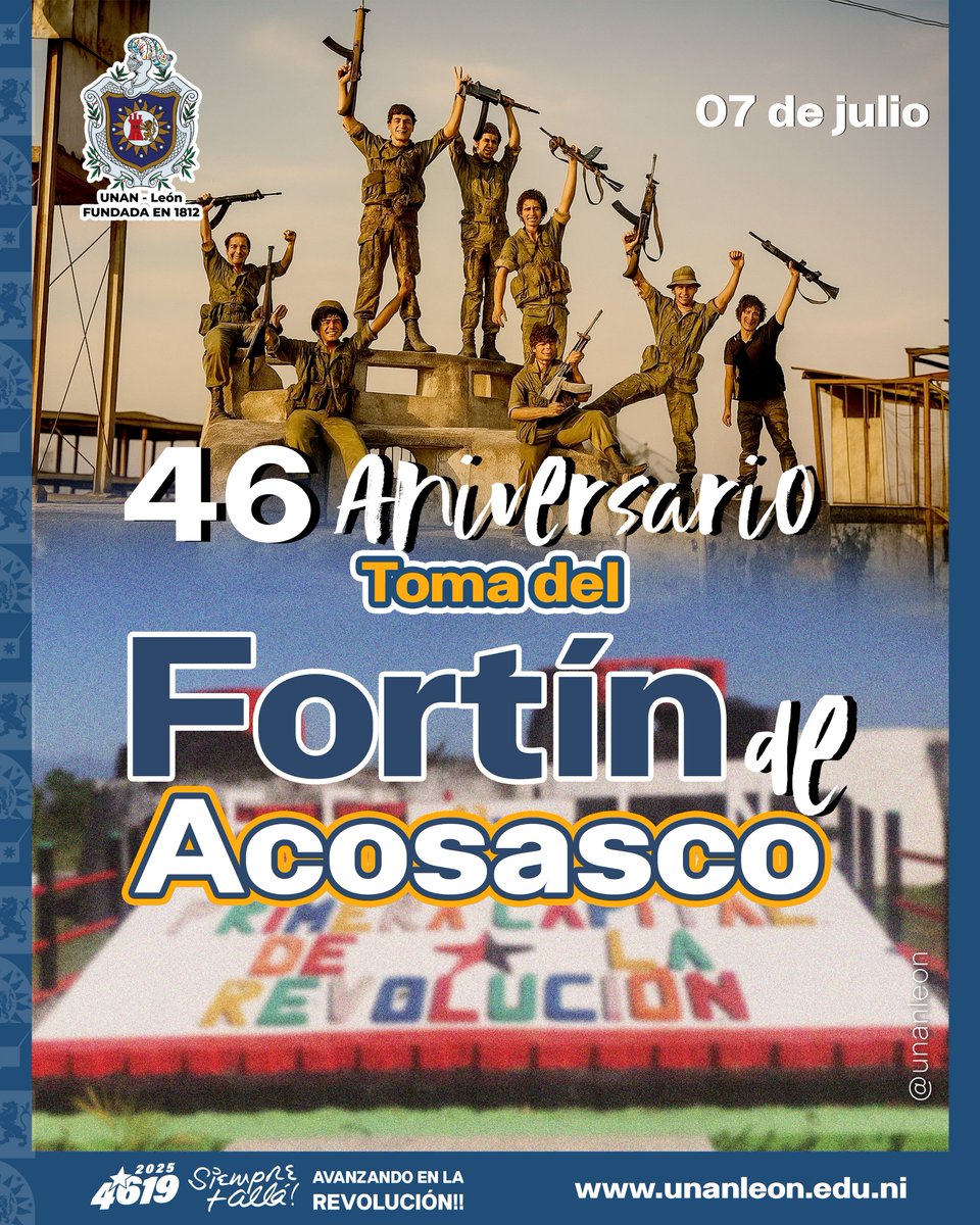 unanleon's tweet photo. En este 46 Aniversario de la Heroica Toma del Fortín de Acosasco, conmemoramos con Amor y Fuego Sagrado a nuestros Héroes y Mártires que, desde la cima de nuestra historia, nos dejaron legado de Valentía, de Dignidad, de Patria Libre. https://t.co/9YbbmXjOxS