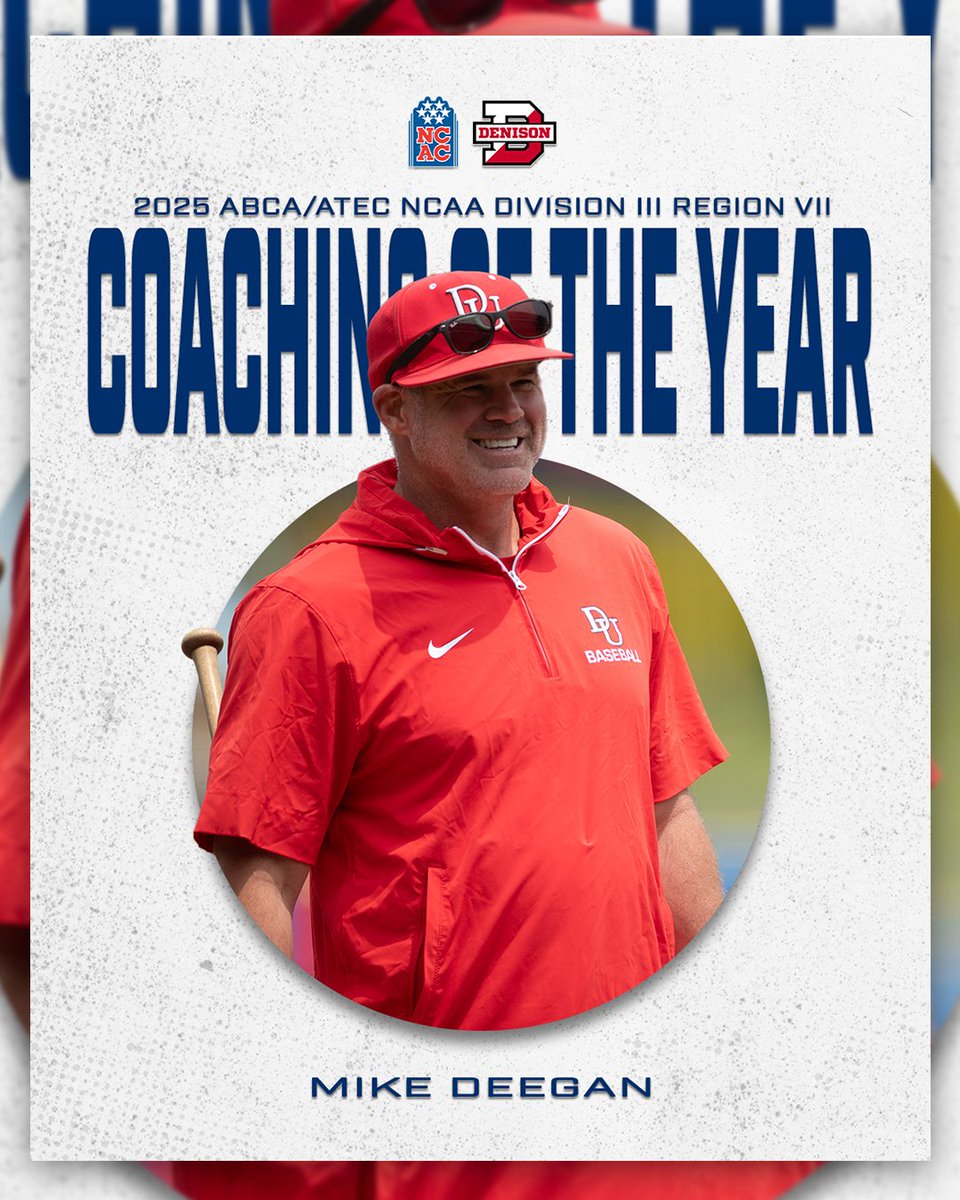 NCAC (@ncac) on Twitter photo ๐
Regional Recognition ๐
Congratulations to <a href="/DenisonSports/">denisonsports</a>' Mike Deegan on being named the ABCA/ATEC NCAA Division III Region VII Coach of the Year! #NCACPride
#NCACPride | #ncacbsb
๐ฐ | tinyurl.com/mryy54tz ๐
Regional Recognition ๐
Congratulations to <a href="/DenisonSports/">denisonsports</a>' Mike Deegan on being named the ABCA/ATEC NCAA Division III Region VII Coach of the Year! #NCACPride
#NCACPride | #ncacbsb
๐ฐ | tinyurl.com/mryy54tz