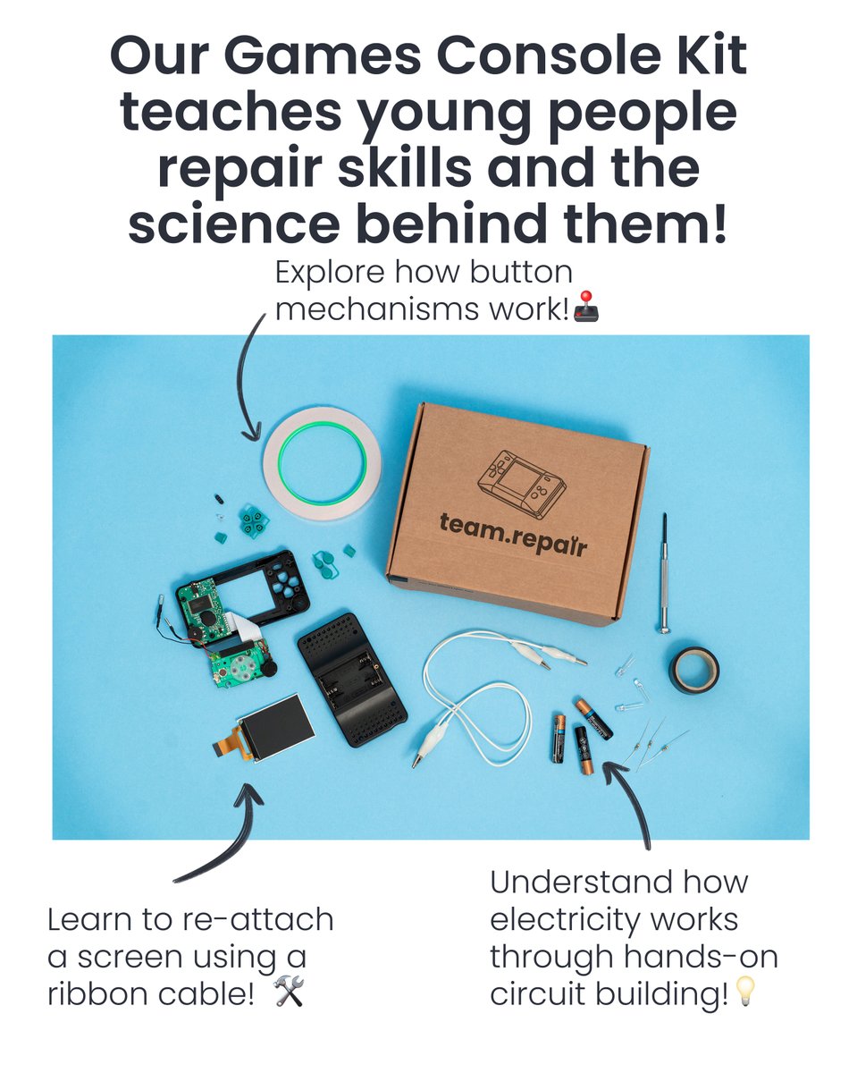 Did you know that a 1/4 of Gen Z don't have the confidence to change a lightbulb? 💡

Our repair kits our aimed at 10-14 year olds to make sure the next generation have the confidence! 

Get a kit for your child this summer here: teamrepair.myshopify.com/s/linkedin 

#repair #science #STEM