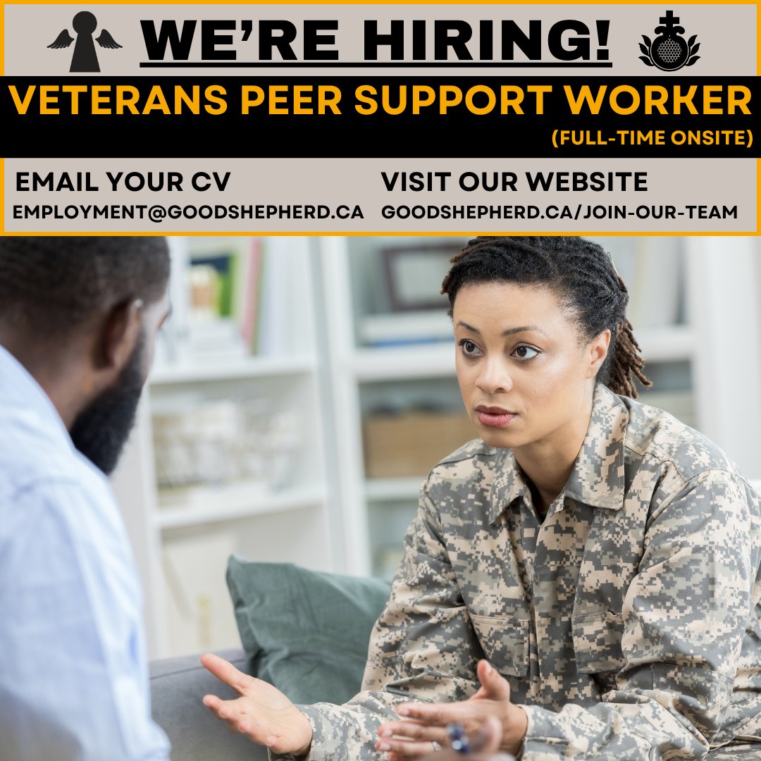GoodShepherd-Toronto (@goodshepherd_to) on Twitter photo ⚠ #JobAlert ⚠ <a href="/goodshepherd_to/">GoodShepherd-Toronto</a> is hiring a F/T onsite Veterans Peer Support Worker. Focus of role is providing peer support to clients of Homeless Veterans Program. Candidates MUST have lived experience as a Veteran. To apply visit goodshepherd.ca/join-our-team ⚠ #JobAlert ⚠ <a href="/goodshepherd_to/">GoodShepherd-Toronto</a> is hiring a F/T onsite Veterans Peer Support Worker. Focus of role is providing peer support to clients of Homeless Veterans Program. Candidates MUST have lived experience as a Veteran. To apply visit goodshepherd.ca/join-our-team