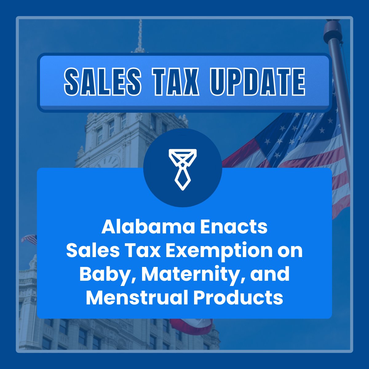 taxvalethq's tweet photo. 🍼 Alabama will exempt baby + menstrual products from state sales tax starting 9/1/25. Local taxes may still apply. Retailers: prep now.

Full details: https://t.co/qirHFly4cK

#SalesTax #TaxUpdate #AlabamaTax #Ecommerce https://t.co/IIRVQDhemN