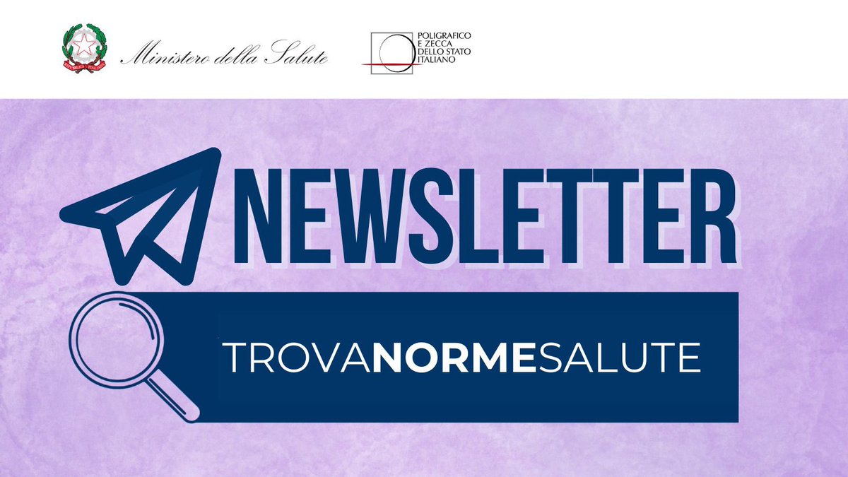 🔎 Vuoi rimanere sempre aggiornato sulle ultime norme e atti in materia sanitaria?
Iscriviti al canale Telegram del Ministero della Salute per ricevere la ✉️ newsletter “Trova Norme Salute”: il canale diretto alle informazioni ufficiali!

Iscriviti 👉 t.me/MinisteroSalute