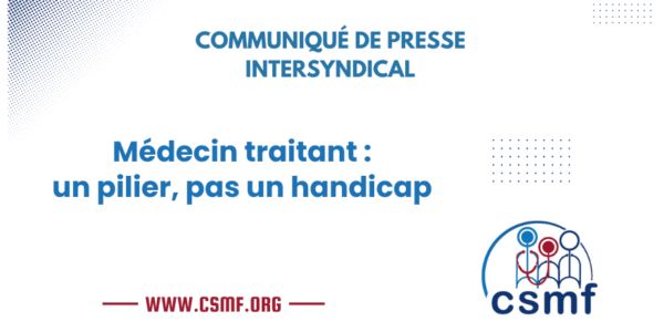 CSMF_officiel (@csmf_officiel) on Twitter photo Médecin traitant : un pilier, pas un handicap! 
Nouveau communiqué de presse intersyndical. Retrouvez le ici : csmf.org/actualites/com… Médecin traitant : un pilier, pas un handicap! 
Nouveau communiqué de presse intersyndical. Retrouvez le ici : csmf.org/actualites/com…