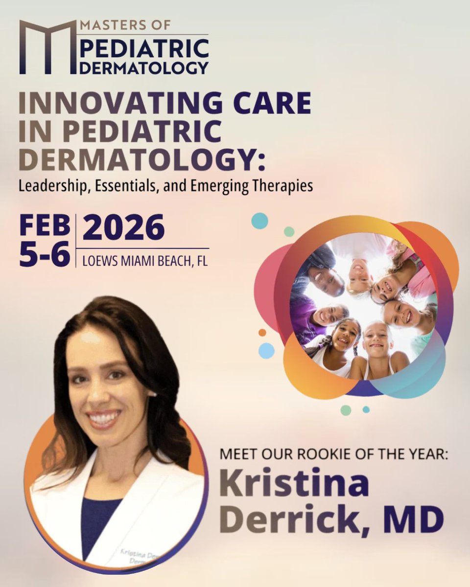 💡 We are thrilled to announce Kristina Derrick, MD, as the MOPD 2026 Rookie of the Year!

Dr. Derrick exemplifies the innovation, compassion, and dedication that define the MOPD spirit.

👉 Don't miss her presentation this February: go.livderm.org/3ItwK3u

#MOPD2026