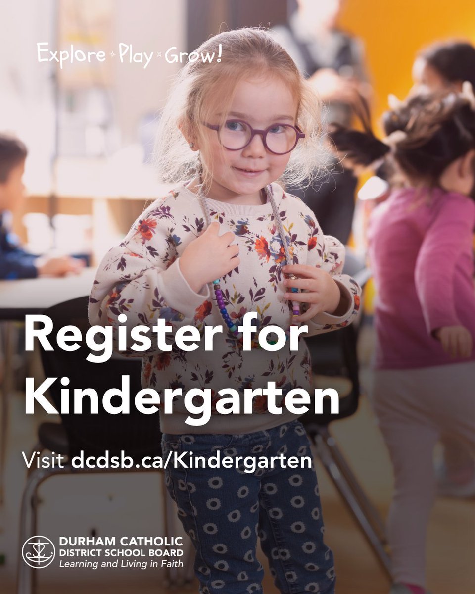 DurhamCatholic's tweet image. Begin your child’s faith-filled journey by registering now at dcdsb.ca/Kindergarten