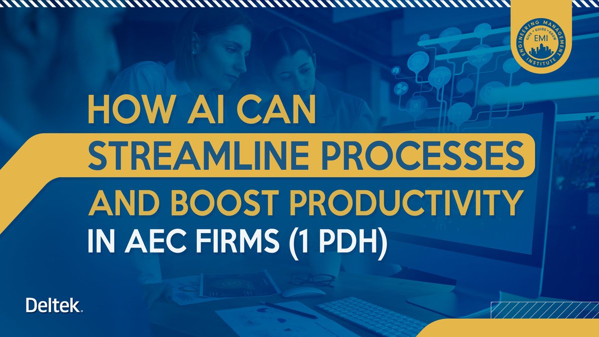 EngMgtInstitute's tweet image. 🚀 Want faster, smarter project delivery? Join @Deltek + EMI for a FREE webinar on how AI is reshaping engineering workflows. 🗓️ July 22 | 🕒 2:30 PM EST | 🎓 1 PDH 👉 Register now: bit.ly/3Tr37lJ #AIinAEC #ProjectEfficiency #PDHWebinar