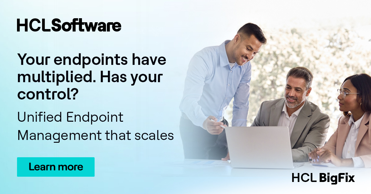 Managing #endpoints shouldn’t mean using disconnected tools.

As environments grow, stacking tools leads to higher costs and silos. Discover how #HCLBigFix Enterprise+ simplifies endpoint management from a single platform, across all environments.
hclsw.co/-6b9ec