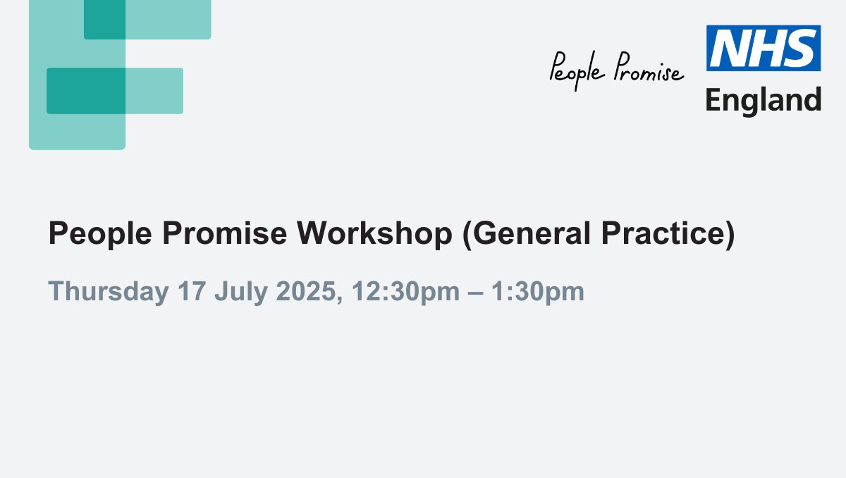 NHSE_WTE's tweet image. Work in general practice? Interested in learning more about the People Promise? Join our workshop on 17 July to get an overview of what the People Promise entails and meet with those who have participated in the Exemplar programme. Register events.england.nhs.uk/events/people-… @PrimaryCareNHS