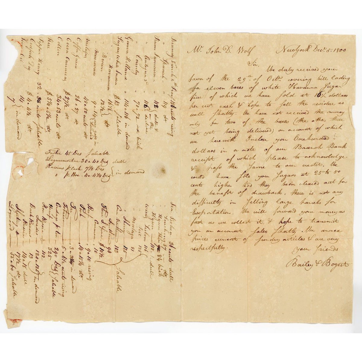 Happy #WorldChocolateDay! Today, we are highlighting this letter from James Bogert (1767–1858) dated December 5, 1800, which mentions Caracas Cocoa. Why was this cocoa so special? Learn more on our Instagram account!