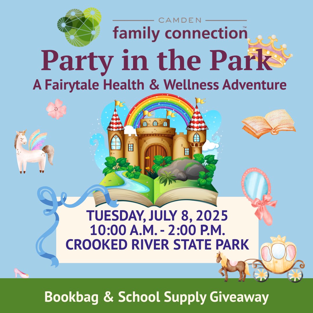 CamdenCountyGA's tweet image. Tomorrow’s the day! 📚 Join Family Connection Camden for Party in the Park — a FREE event supporting health, wellness, and literacy. Help kids gear up for school with supplies and reading fun! See you Tuesday, July 8!