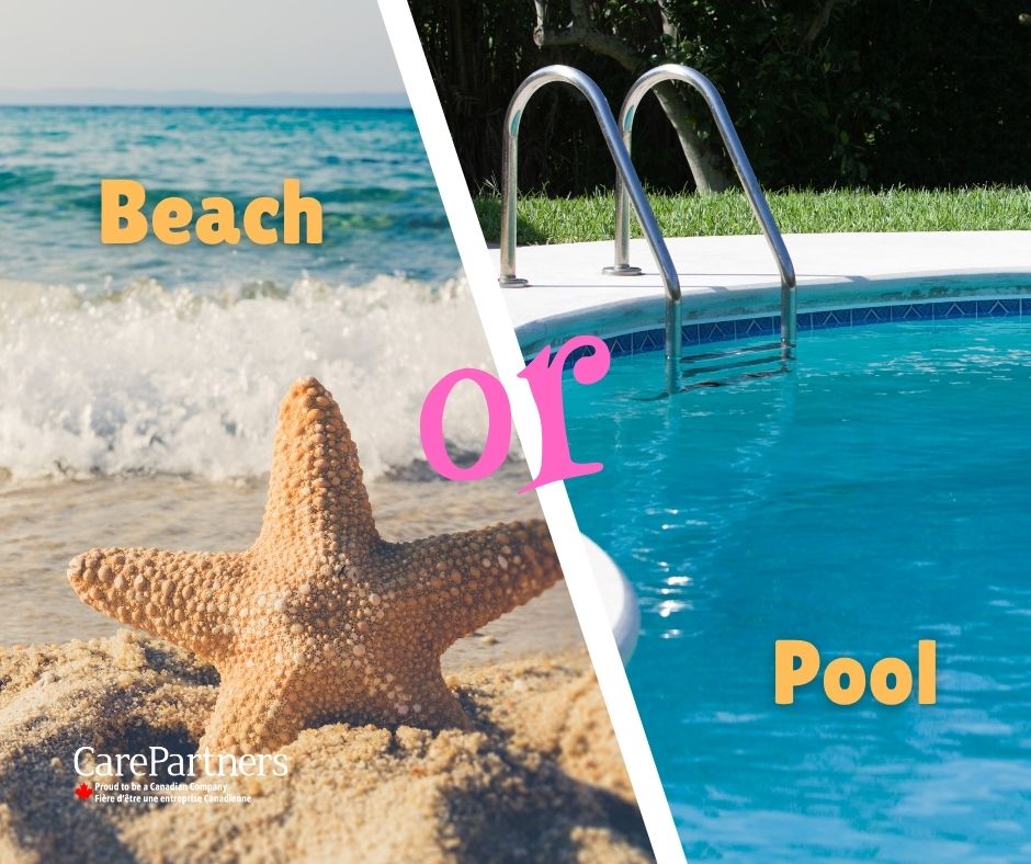 CarePartnersCA's tweet image. Welcome to week one of our Summer Sunshine Showdown! We want to know are you team sandy toes or poolside floats? Tell us in the comments and let the splash begin! #ThisOrThat #SummerVibes