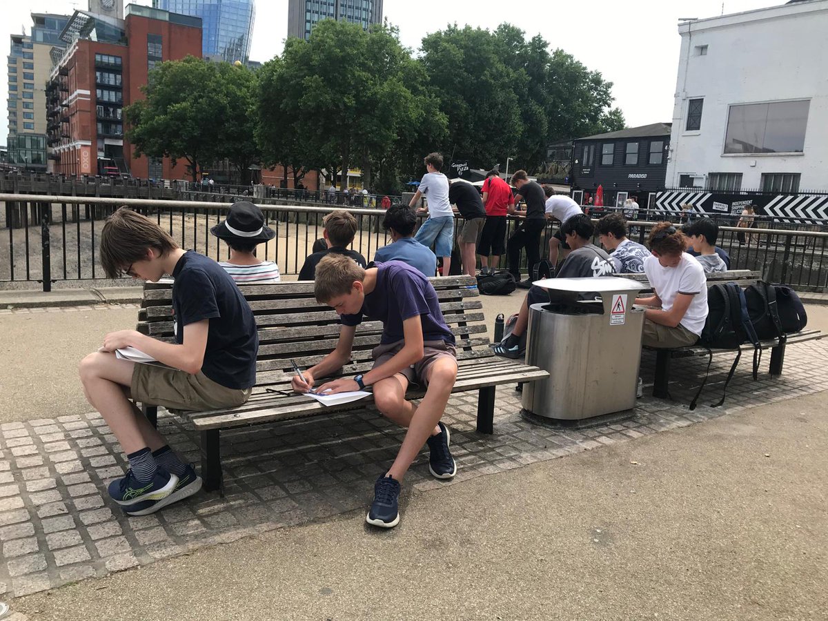 #RGSArt Our Fourth Form artists spent the day sketching along the Southbank &amp; then visiting the Tate Modern to see Korean artist Do Ho Suh's exhibition: here looking at tiny photographic faces on the wall before entering the exhibition.