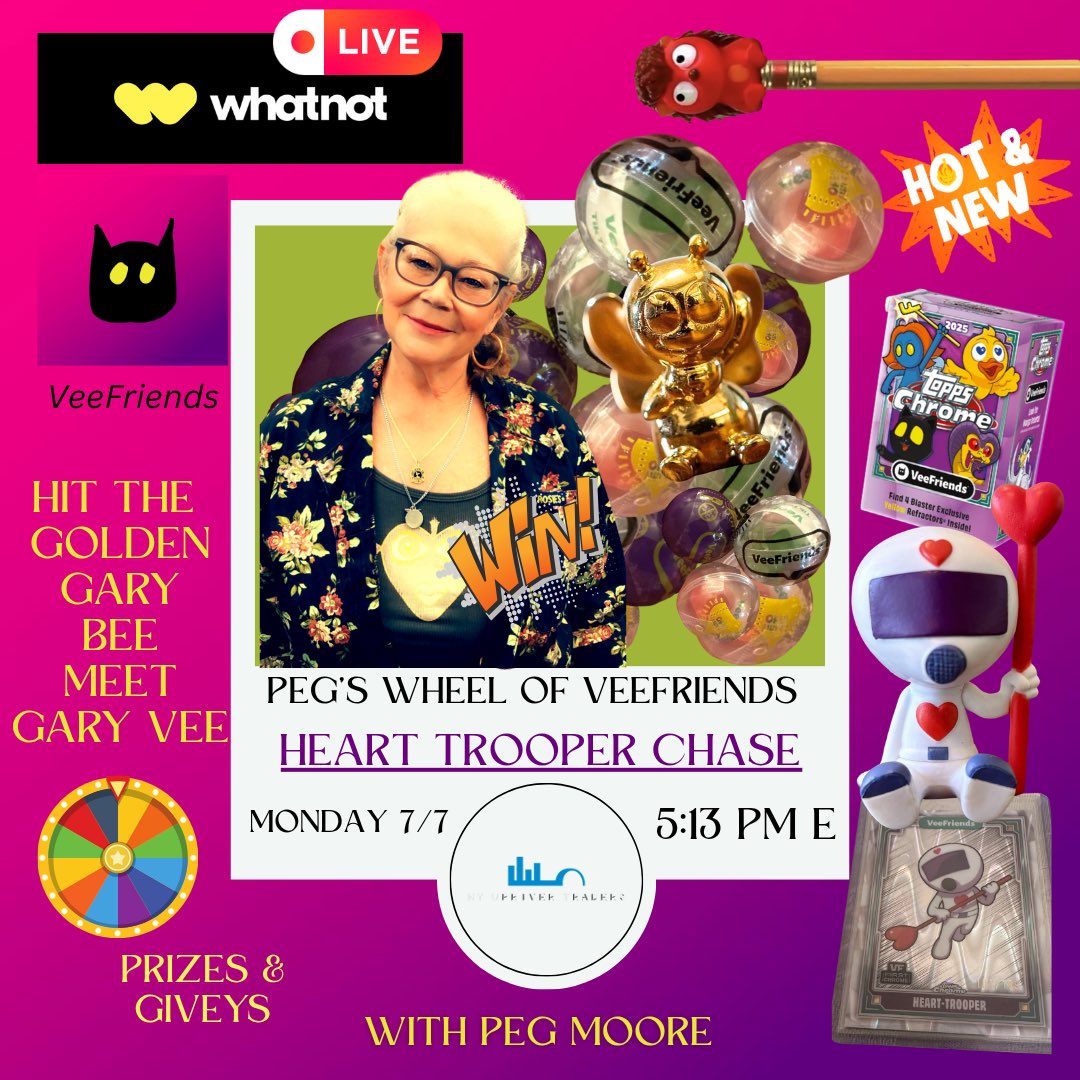 Peg Moore (@_peg_moore) on Twitter photo π― Chase Heart Trooper & Golden Gary π
π Sealed S3 Minis Bag = shot at 1/335 Golden π + βοΈ entry to meet <a href="/garyvee/">Gary Vaynerchuk</a>!
π‘ 25 Spots
π₯ Prizes:
β’8 Blaster Packs
β’5 Road to VeeCon Pins
β’ 1 Heart Trooper wave
β’ 1 Heart Trooper shimmer
β’10 VF 20-Pack Minis (Gold π ?)
π― HT π π― Chase Heart Trooper & Golden Gary π
π Sealed S3 Minis Bag = shot at 1/335 Golden π + βοΈ entry to meet <a href="/garyvee/">Gary Vaynerchuk</a>!
π‘ 25 Spots
π₯ Prizes:
β’8 Blaster Packs
β’5 Road to VeeCon Pins
β’ 1 Heart Trooper wave
β’ 1 Heart Trooper shimmer
β’10 VF 20-Pack Minis (Gold π ?)
π― HT π