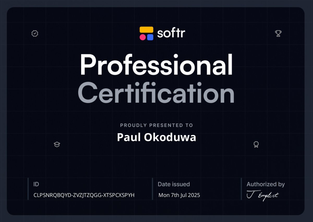 Learnt a great deal watching <a href="/JJEnglert/">JJ Englert</a> teach <a href="/softr_io/">Softr</a>. 

It was very easy to follow.

✅ Softr certification 

Next

✖️ Work on 2 pro projects.
✖️ Apply to join the Softr expert network. 

I am offering a 90% discount on my first 2 Softr projects.
