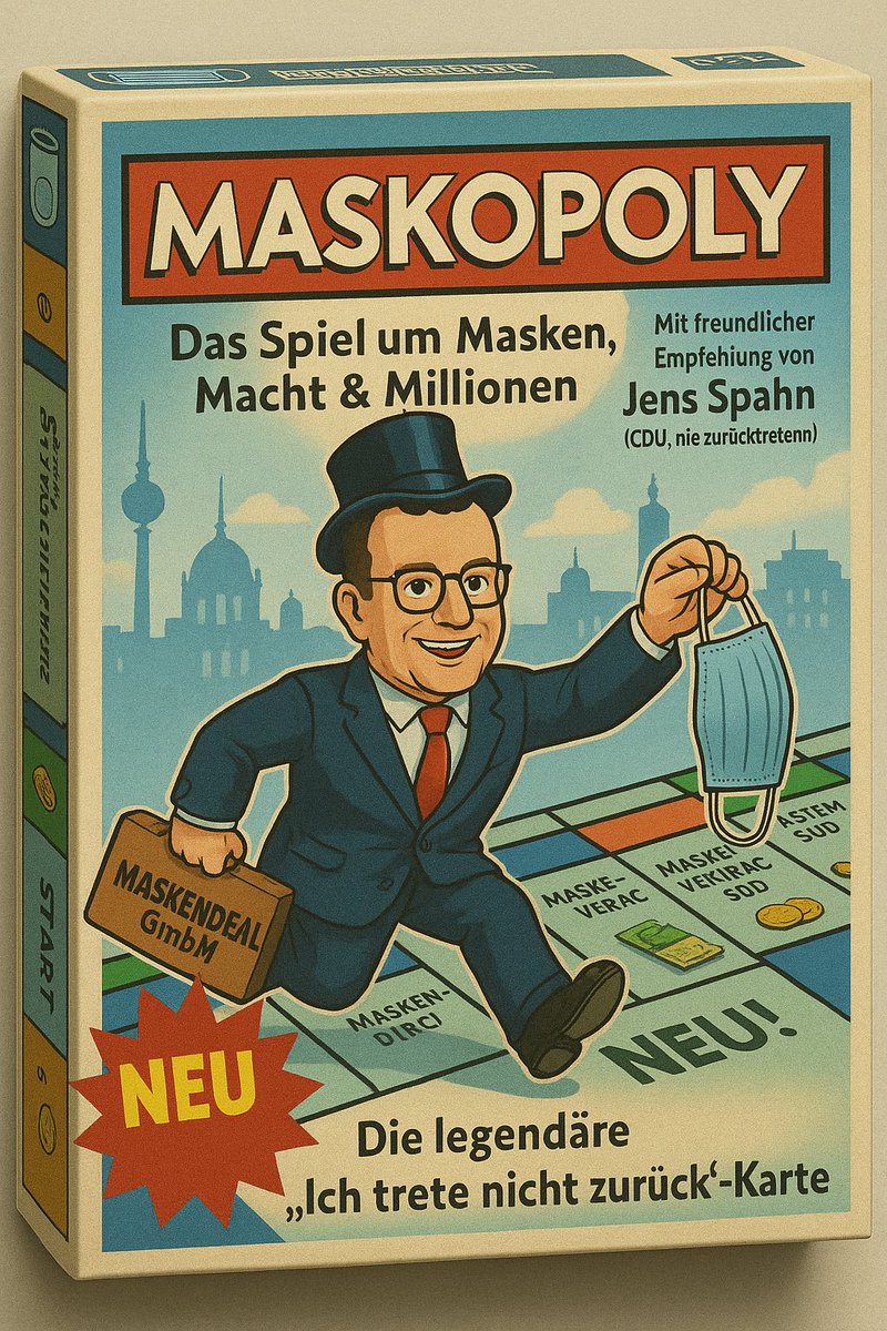 Jainkogabe's tweet photo. Jetzt neu im Spielwarenhandel und im Bundestagsshop: Maskopoly empfohlen von #jensspahn Für alle über der 5%-Hürde https://t.co/mn0XTpwtFf