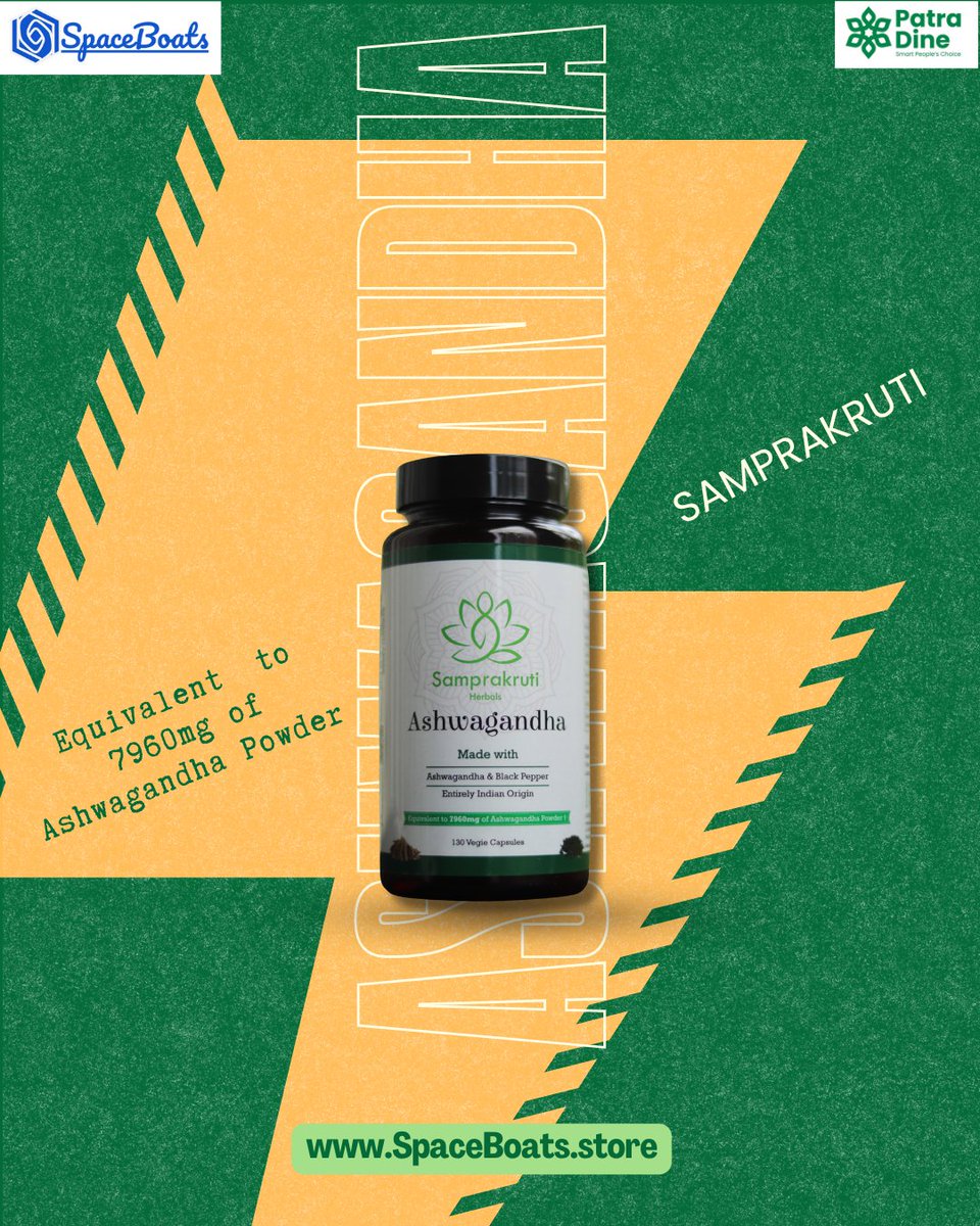 SatvEco's tweet photo. 🌿Power Your Day with Samprakruti Ashwagandha!
Harness the strength of 7960mg of Ashwagandha powder in every serving.💪
💚Natural Calm. Pure Strength.
🌐 Shop Now: https://t.co/LgjFjIGRHi
#Ashwagandha #Samprakruti #Herbal #NaturalEnergy #Immunity #Ayurveda #SpaceBoats #PatraDine https://t.co/xRhstoZN5M
