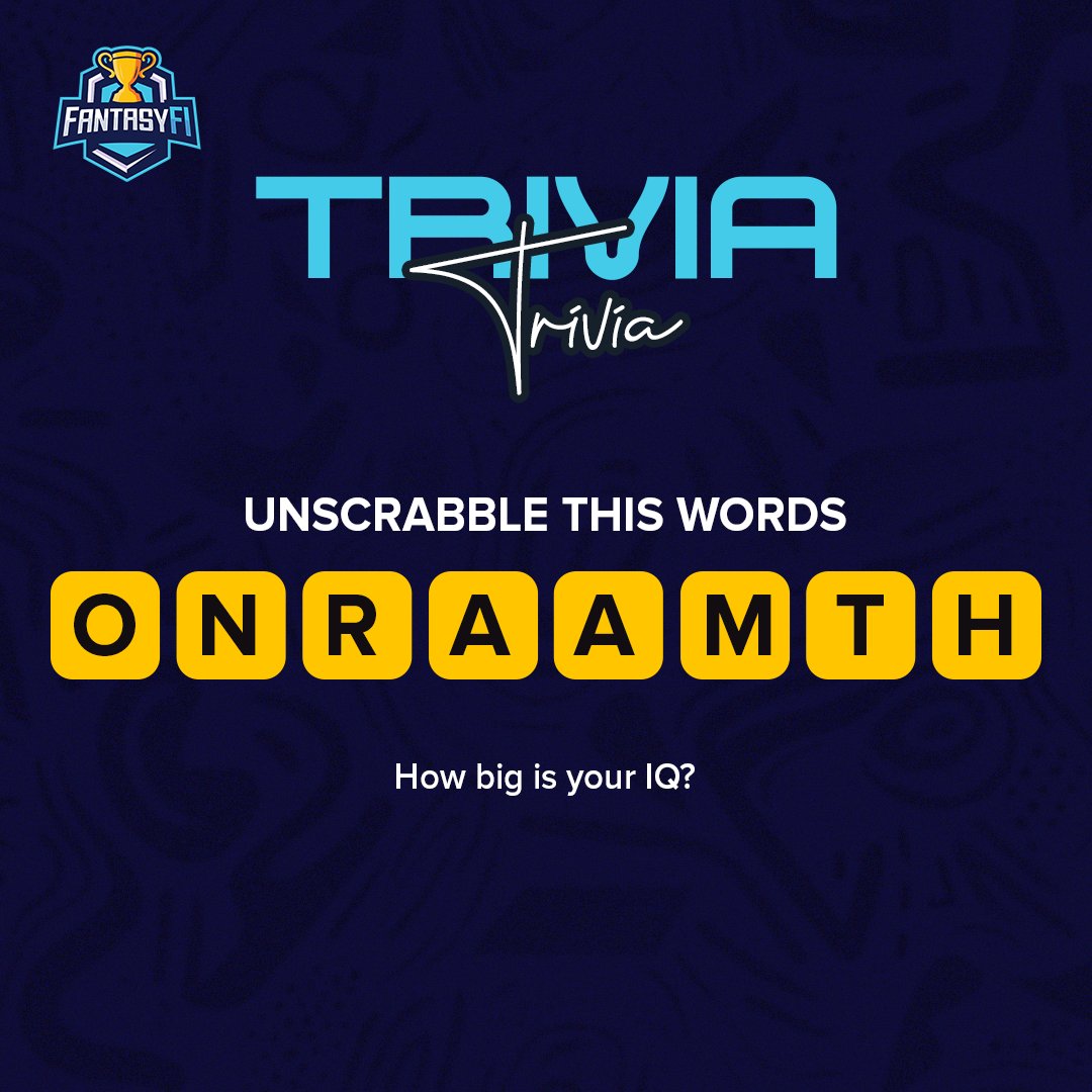 FantasyFi_'s tweet image. How big is your IQ? 🧠💥
Unscramble this word and prove your brainpower
Only the strong go the distance.

Drop your answer below! ⬇
#IQChallenge #WordGame #SportMode