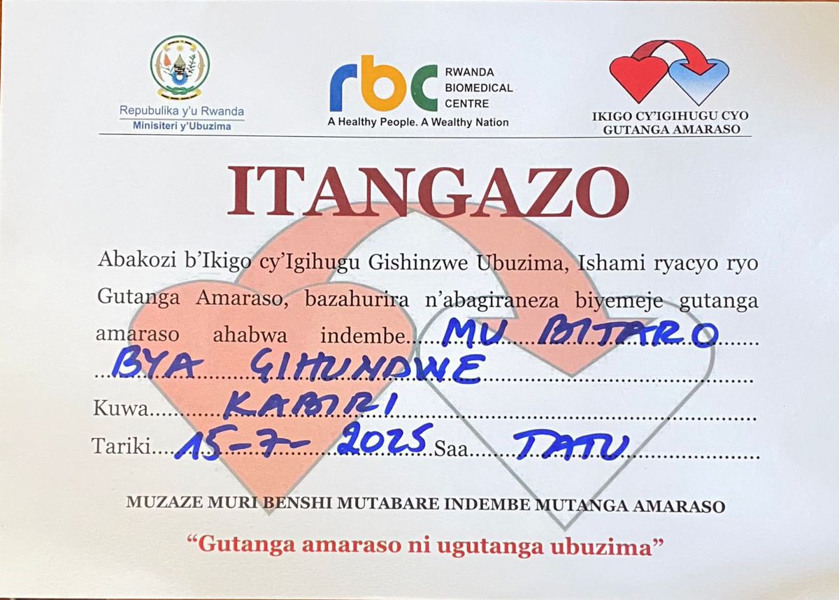 Buri wese ufite umutima n'ubushake bwo gufasha abarembye arashishikarizwa kuzagana ibitaro bya Gihundwe DH, akifatanya n'abandi bazaba barigutanga amaraso ahabwa indembe ziyakeneye. Ni igikorwa kizaba ku wa Kabiri, 15/07/2025 mu bitaro bya Gihundwe.