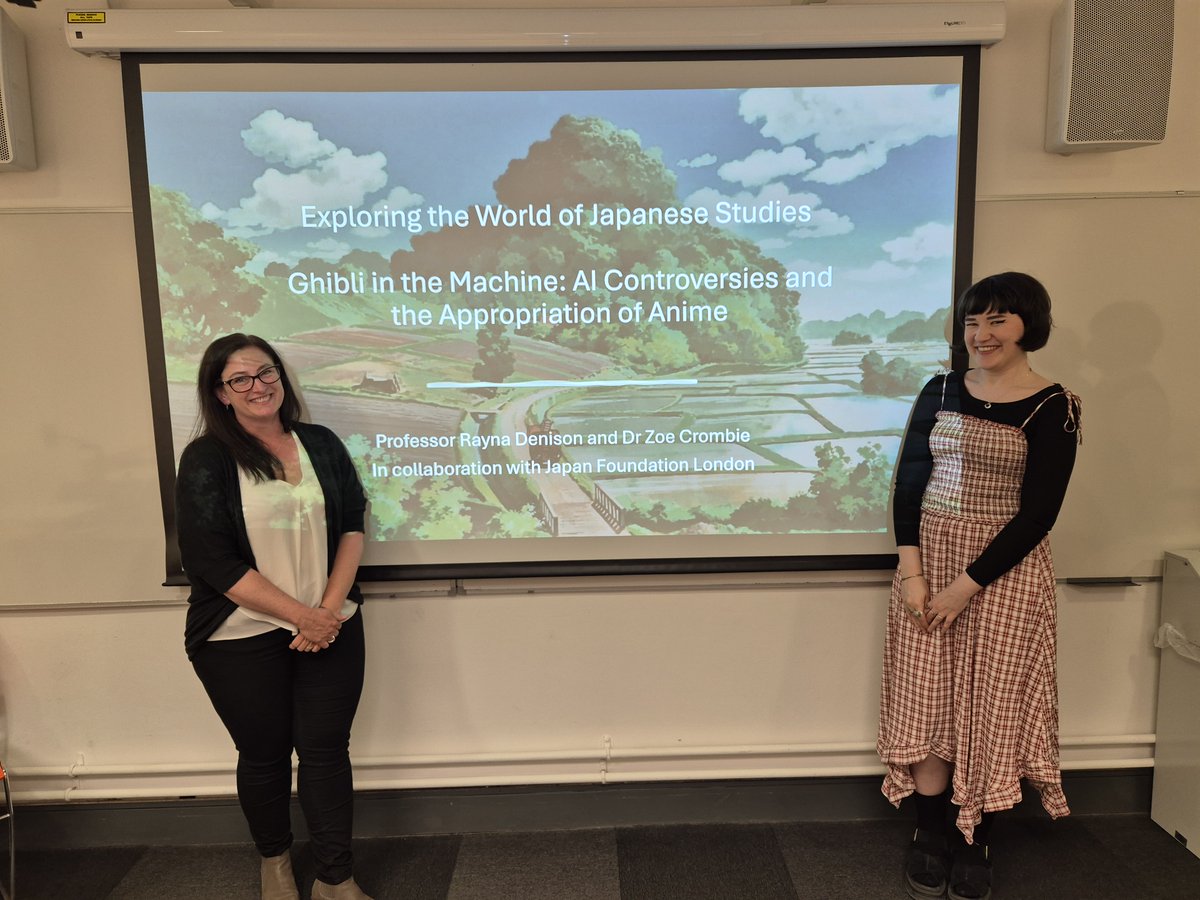 Japan Foundation UK (@jpflondon) on Twitter photo On Friday 4th, Prof Rayna Denison (Bristol University) and Dr Zoe Crombie (Lancaster University) delivered a fascinating, insightful and topical seminar about AI and the Appropriation of Anime at <a href="/LancasterUni/">Lancaster University</a> .
Our event report and video will be available soon on our website! On Friday 4th, Prof Rayna Denison (Bristol University) and Dr Zoe Crombie (Lancaster University) delivered a fascinating, insightful and topical seminar about AI and the Appropriation of Anime at <a href="/LancasterUni/">Lancaster University</a> .
Our event report and video will be available soon on our website!