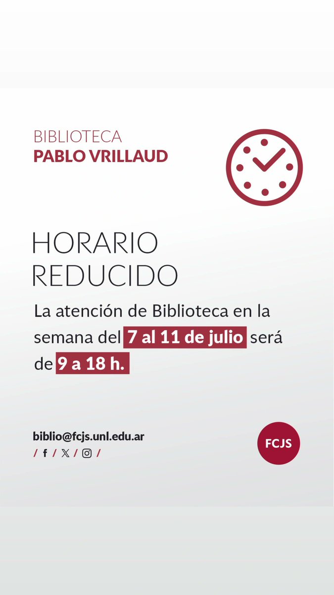 ⚠️📚Horarios de atención de biblioteca del 7 al 11 de julio 👇