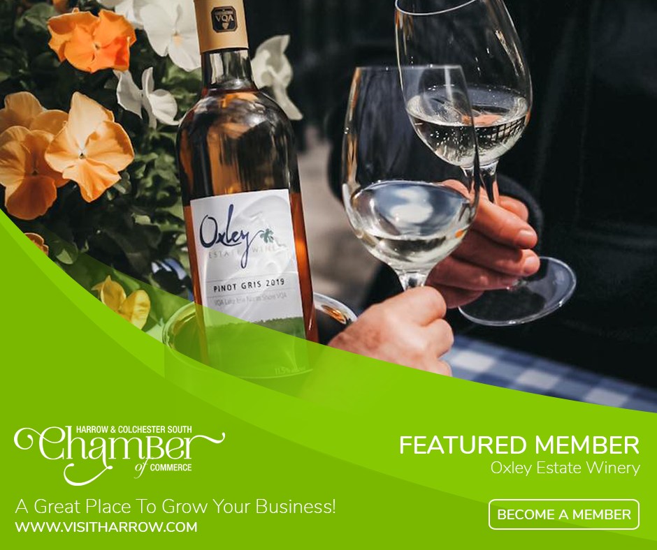 Featured Member: <a href="/OxleyWine/">OxleyEstateWinery</a>

533 County Rd 50 East RR #1 Harrow, ON N0R 1G0 | (519) 738-3264

Oxley Estate Winery is a small, intimate wine shop with an excellent restaurant. Planned for fun, casual gatherings with family and friends.

Learn more: oxleyestatewinery.com