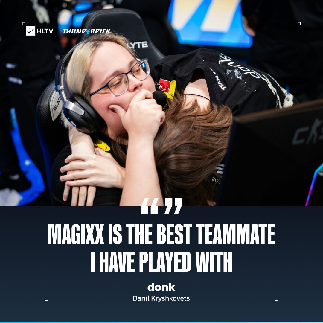 HLTVorg's tweet photo. "It was always sad to see how people devalued everything he did for the team without understanding how tough his job was"

@donk1337 will miss magixx 💔😢 https://t.co/5usNGb2Enz
