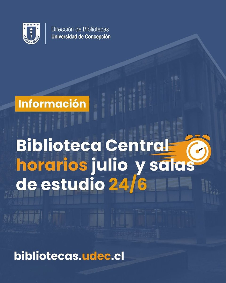 UdecBibliotecas's tweet image. #ComunidadUdeC. Este lunes retomamos las actividades tras el receso de invierno compartiéndoles los horarios de la #BibliotecaCentral en julio📚📆.
#LaCentral #BibliotecasUdeC #Horarios