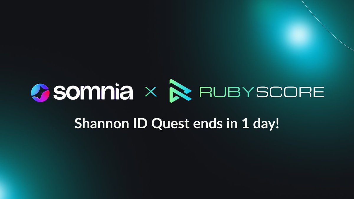 🚨Last Day, last chance!🚨

Don’t miss out on the Shannon ID Quest — it's now or never!

⏳ Mint your <a href="/Somnia_Network/">Somnia</a> ID now and unlock exclusive bonuses rubyscore.io/somnia-id