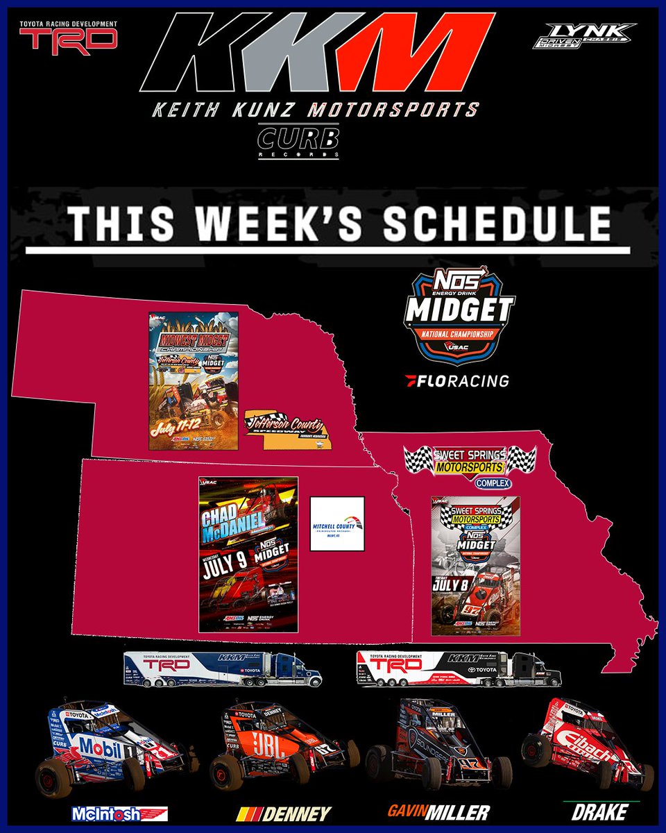 We're headed west for the <a href="/USACNation/">USAC Racing</a>  #MidAmerica swing. 4 nights of racing at 3 different tracks. Come see us, or tune into <a href="/FloRacing/">FloRacing</a>  for all the action.