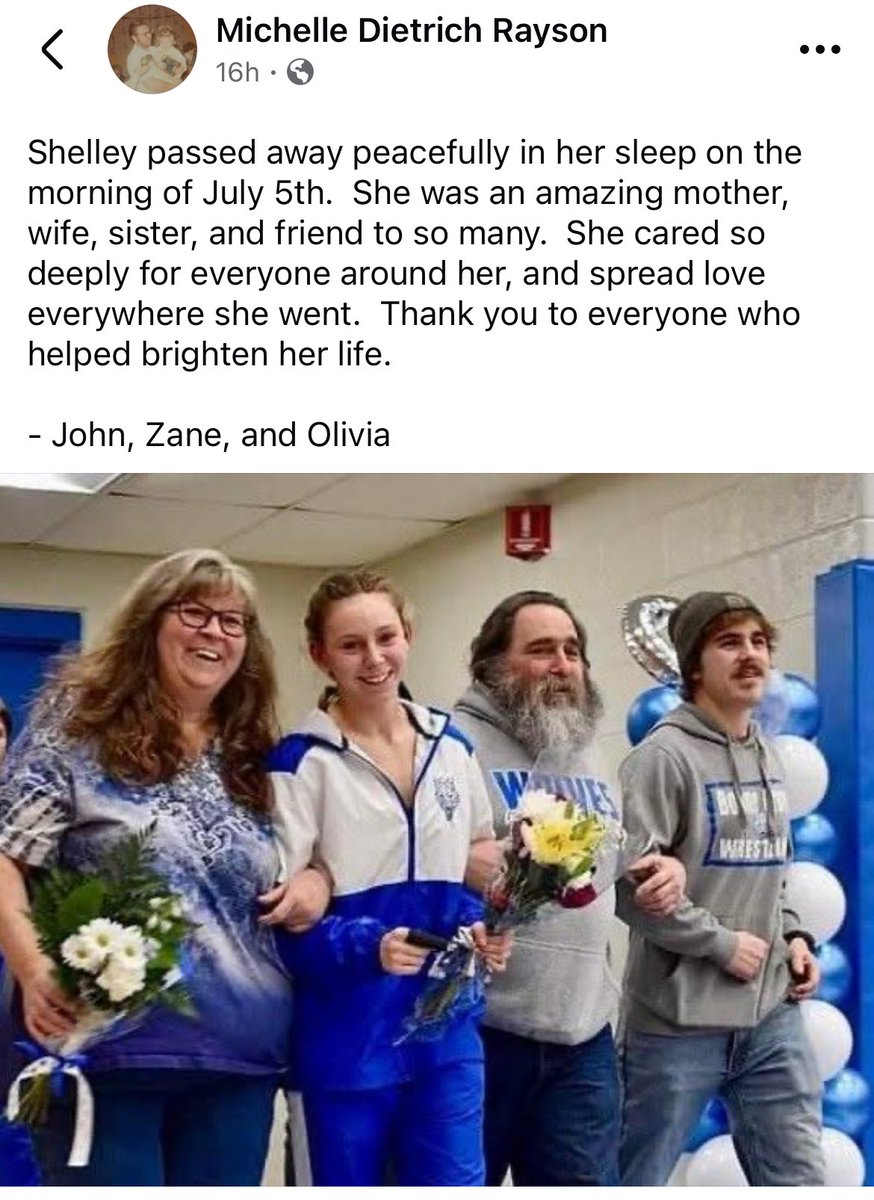 Pats_Pop_Warner's tweet photo. It is with a very heavy heart that we announce the passing of our former President Michelle Rayson. Please keep her husband John, son Zane, &amp; daughter Olivia in your thoughts during this difficult time. https://t.co/jzA4tFkqc3